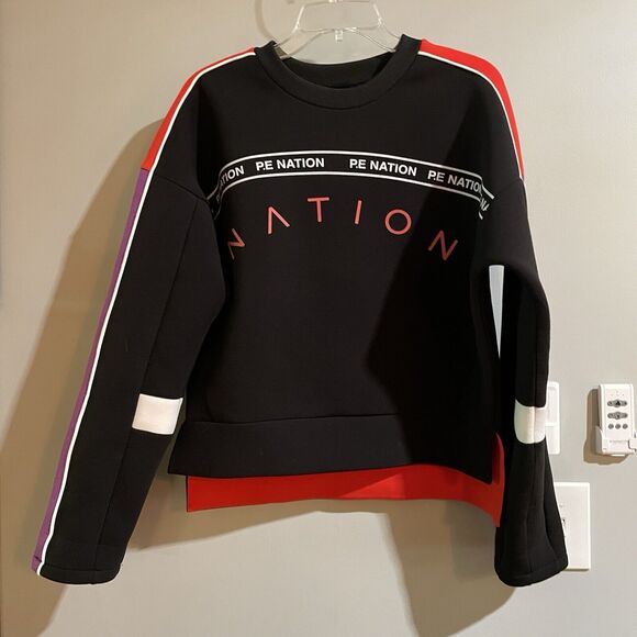 PE Nation Sweatshirt Crewneck Pullover Long Sleeve Graphic Spellout‎ Gym Medium - Picture 1 of 7